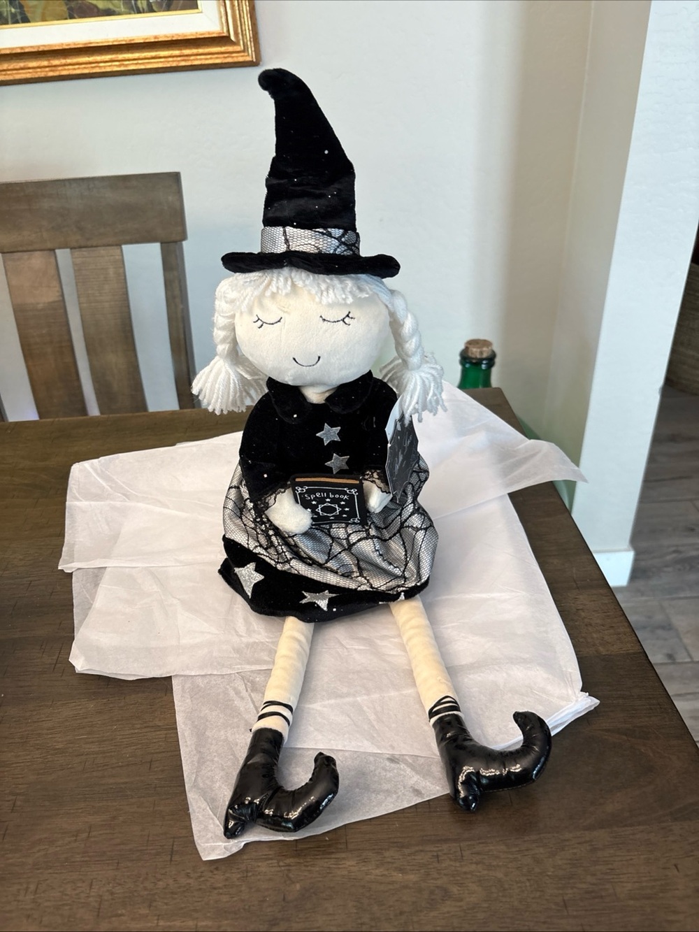 Bella Lux Halloween Shelf Sitter Plush Witch Doll Spellbook New 24“